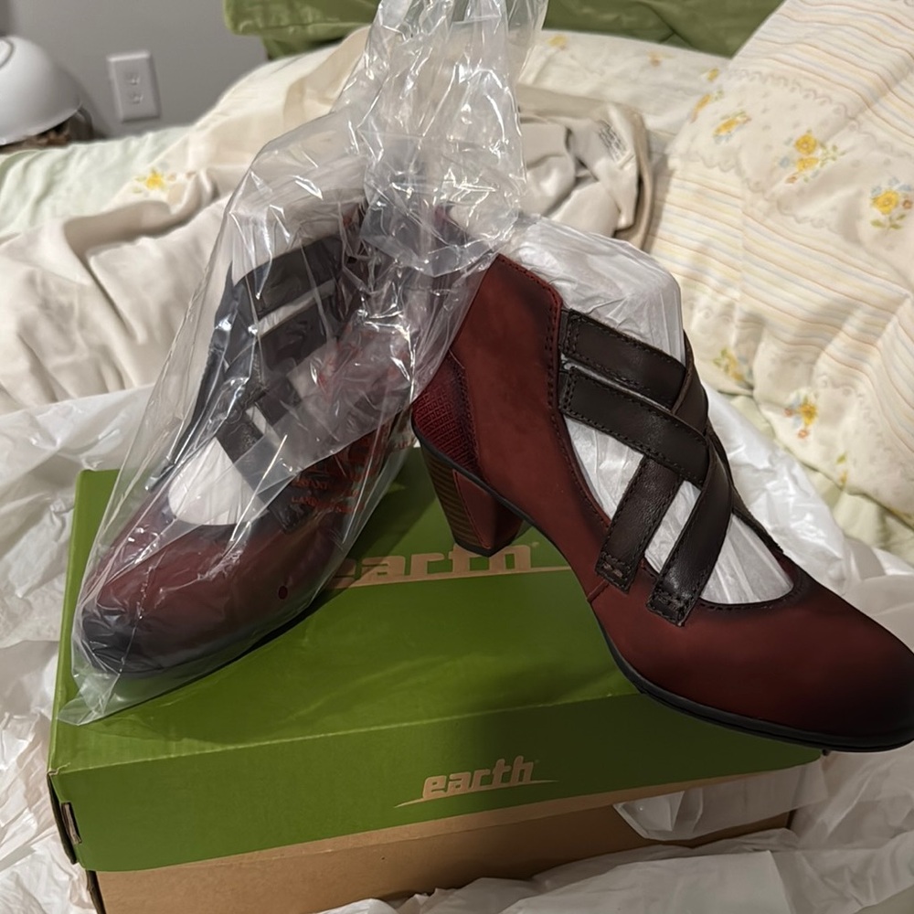 Earth Red and Brown Heels with Classic Design